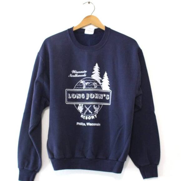 Vintage Phillips Wisconsin Northwoods Long John's Resort Sweatshirt Large - Picture 1 of 4